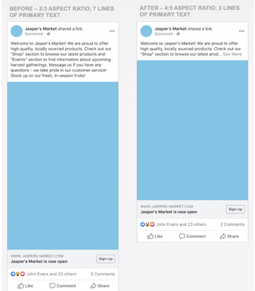 Изменение размеров рекламного объявления в Facebook