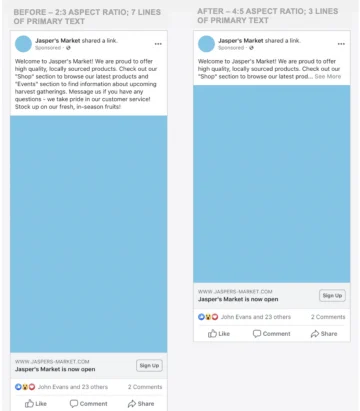 Изменение размеров рекламного объявления в Facebook