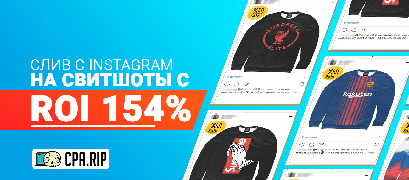 Кейс: слив с Instagram на свитшоты с ROI 154%