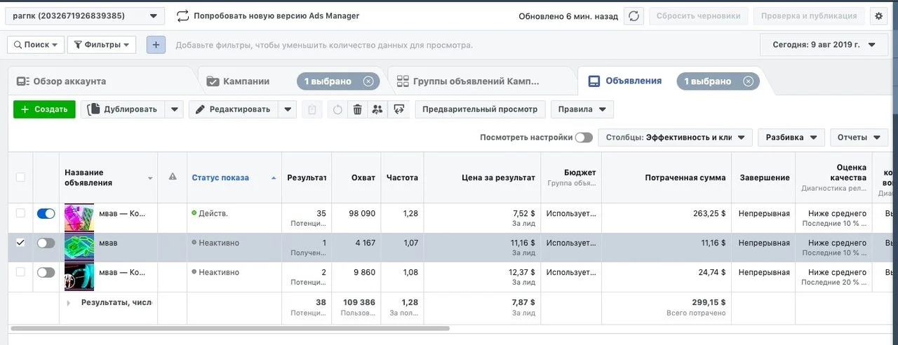 Статистика в Facebook