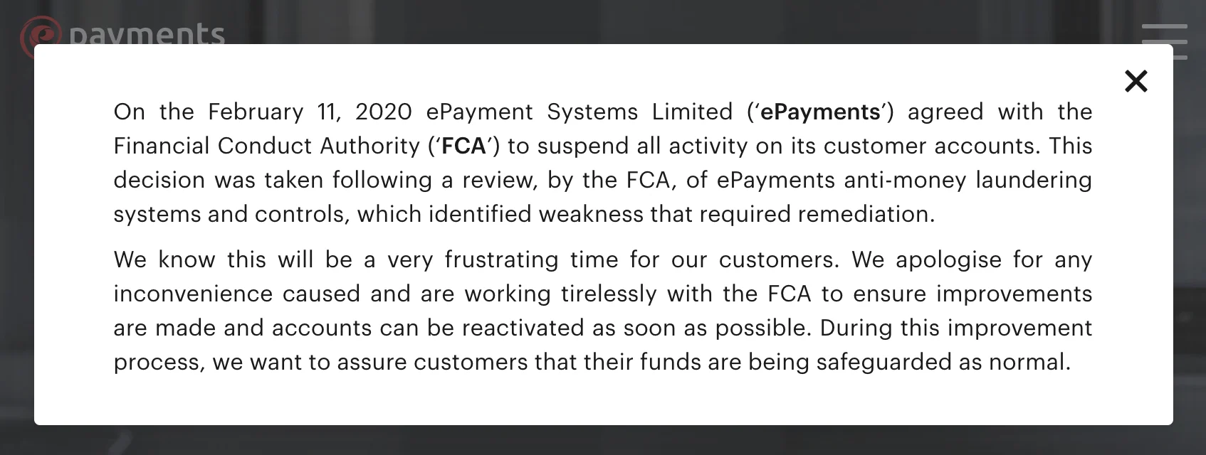 Epayments прекратили работу