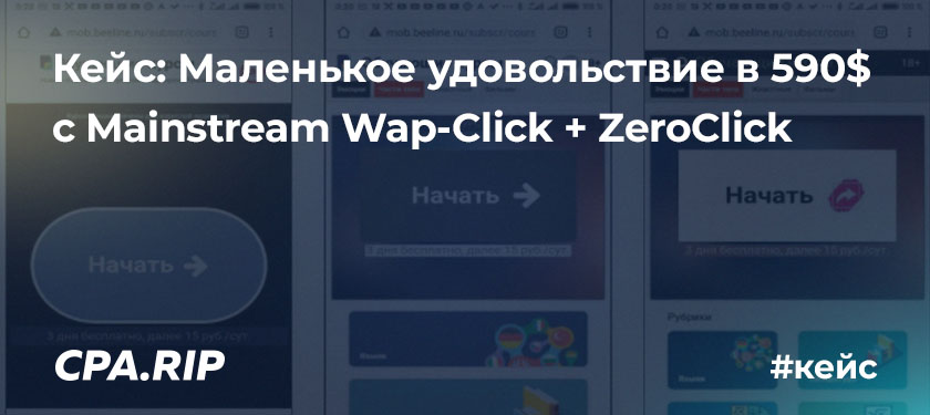 Кейс: Маленькое удовольствие в 590$ с Mainstream Wap-Click + ZeroClick