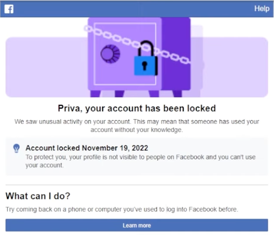 Facebook account locked? How to unlock a Facebook account with or