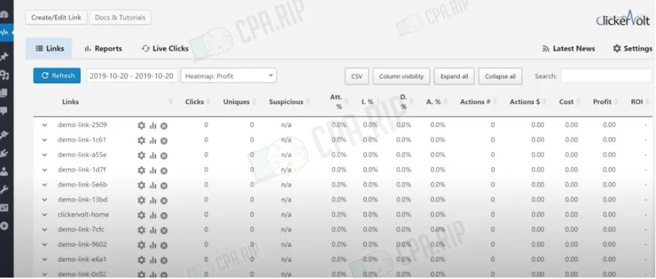 Скриншот интерфейса трекера ClickerVolt