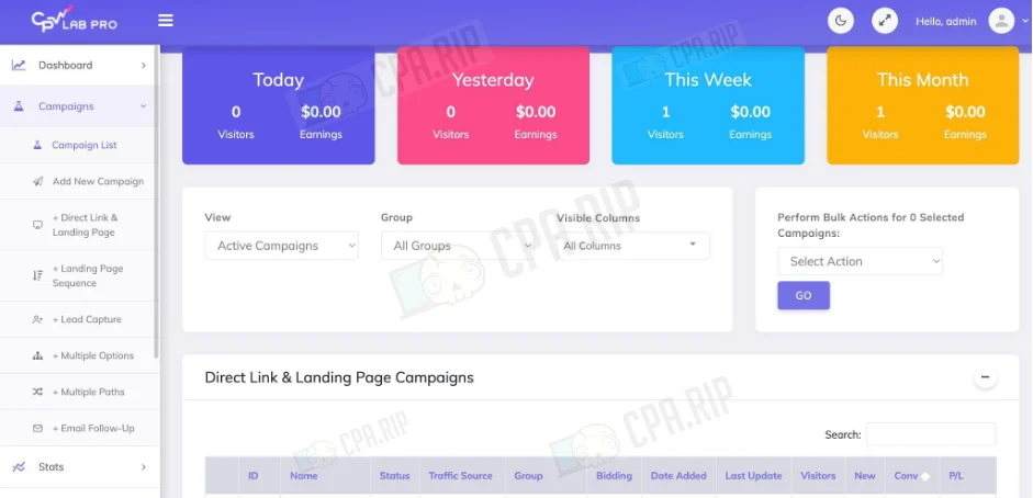 Скриншот интерфейса трекера CPVLab PRO