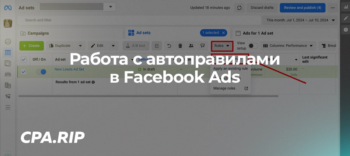 Работа с автоправилами в Facebook Ads — 5 базовых автоправил для media buyer’ов
