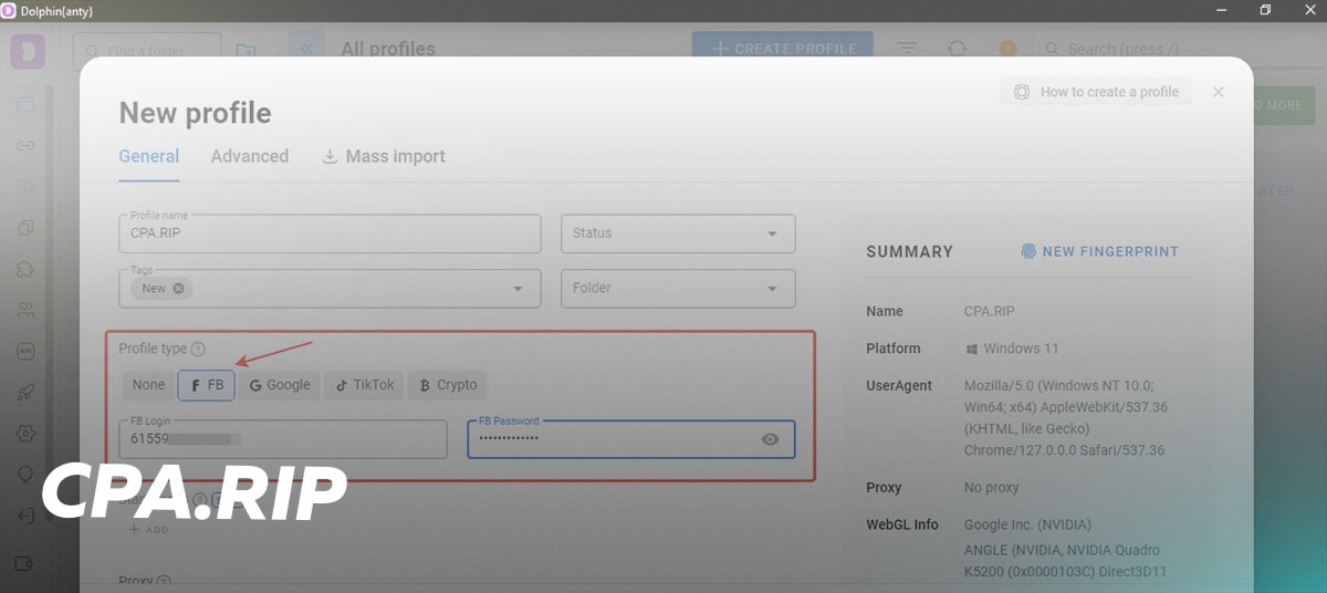 How to add Facebook account to Dolphin{anty} antidetect browser