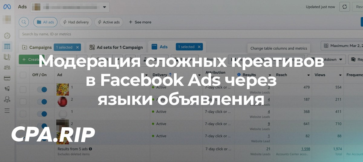 Модерация сложных креативов в Facebook Ads через языки объявления