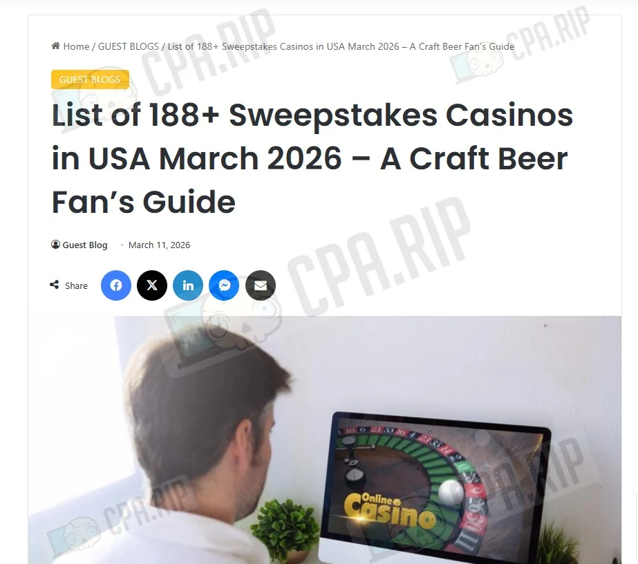 Страница статьи List of 188+ Sweepstakes Casinos in USA March 2026 на сайте San Diego Beer News